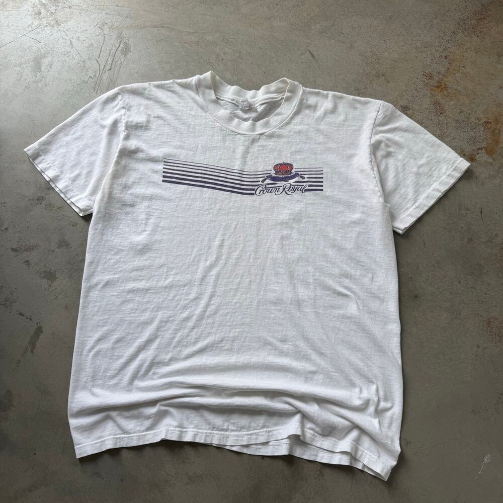 Vintage 80’s Crown Royal Canadian Whisky Alcohol Promo Retro T-shirt Size Large